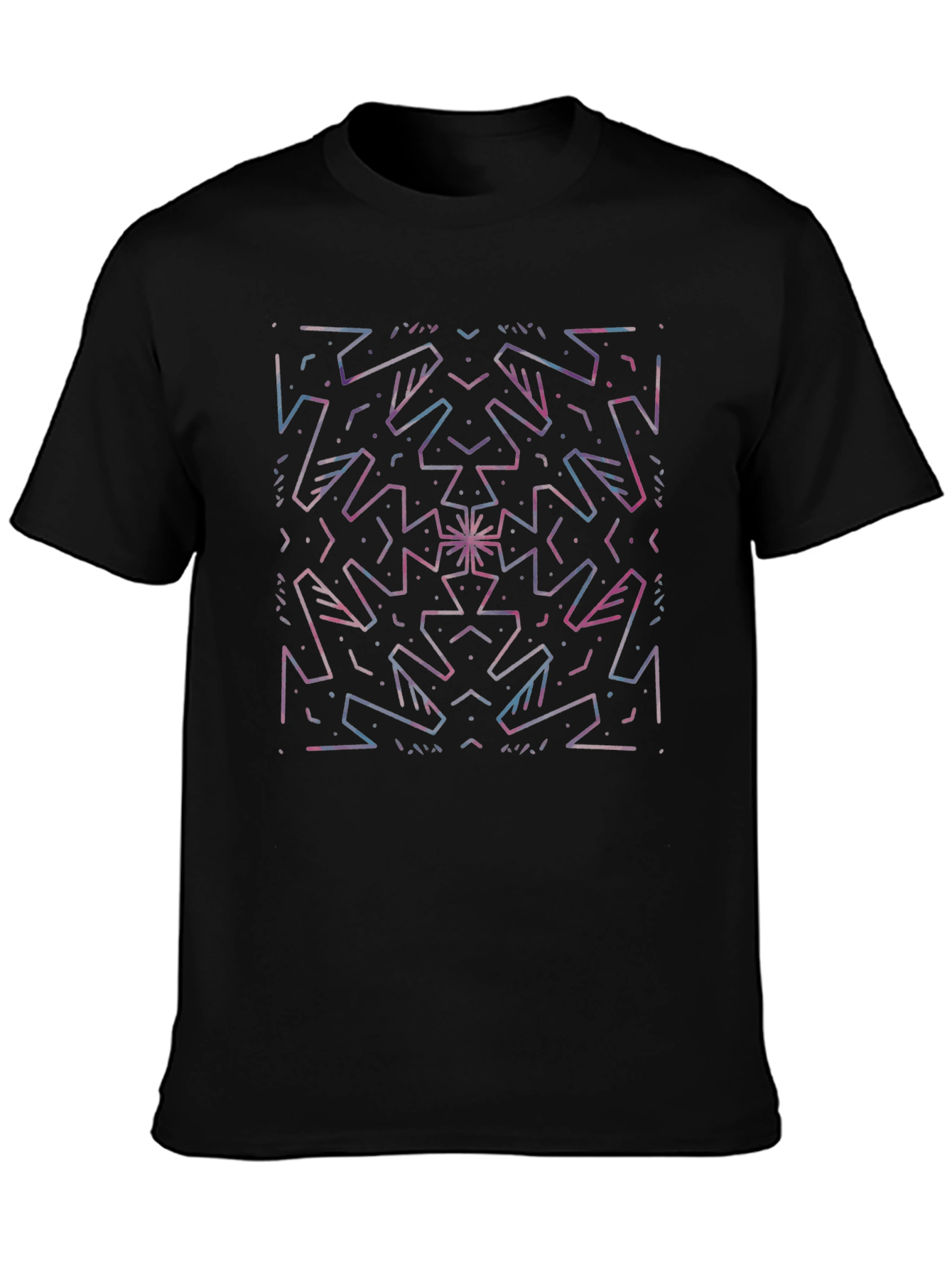 Abstract Geometric Graphic Print Black T-Shirt
