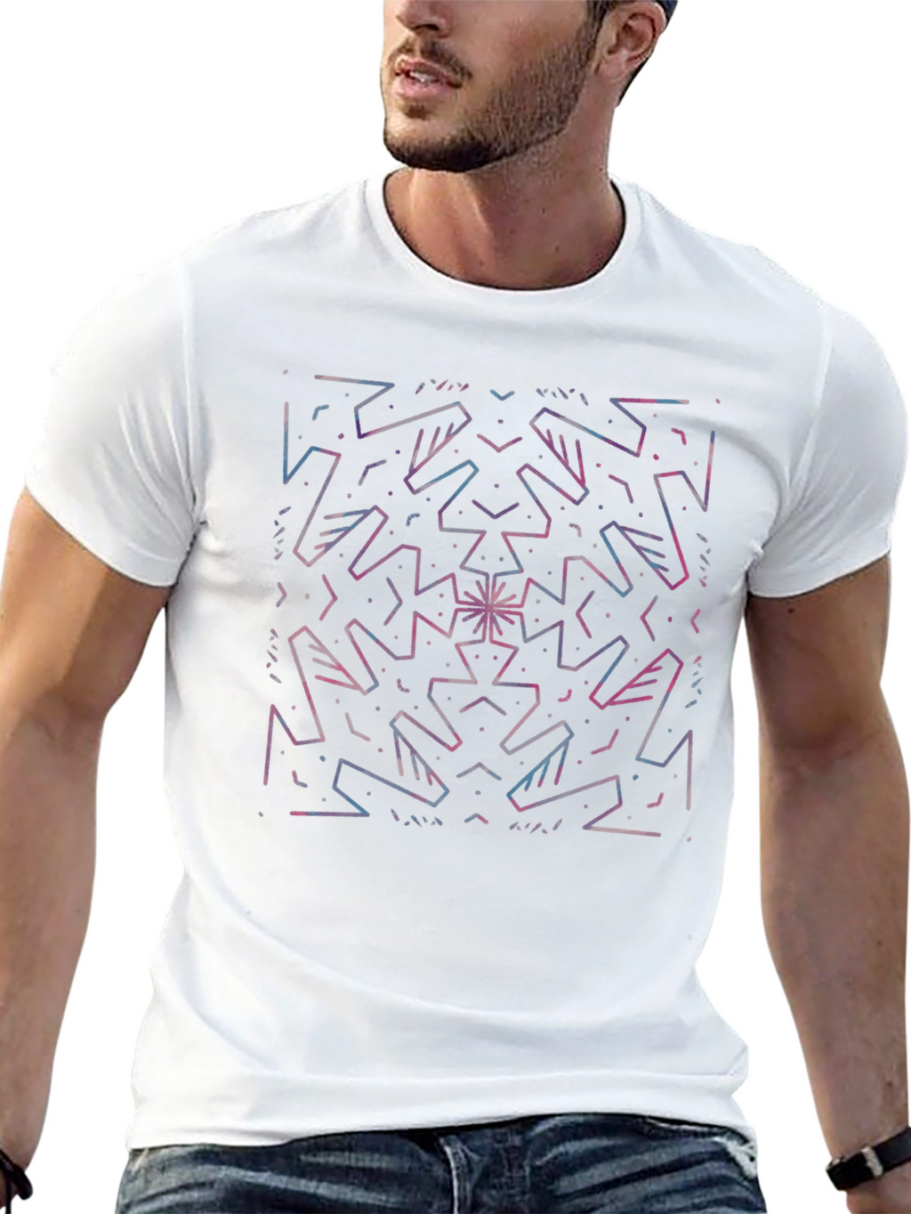 Abstract Geometric Graphic Print Black T-Shirt