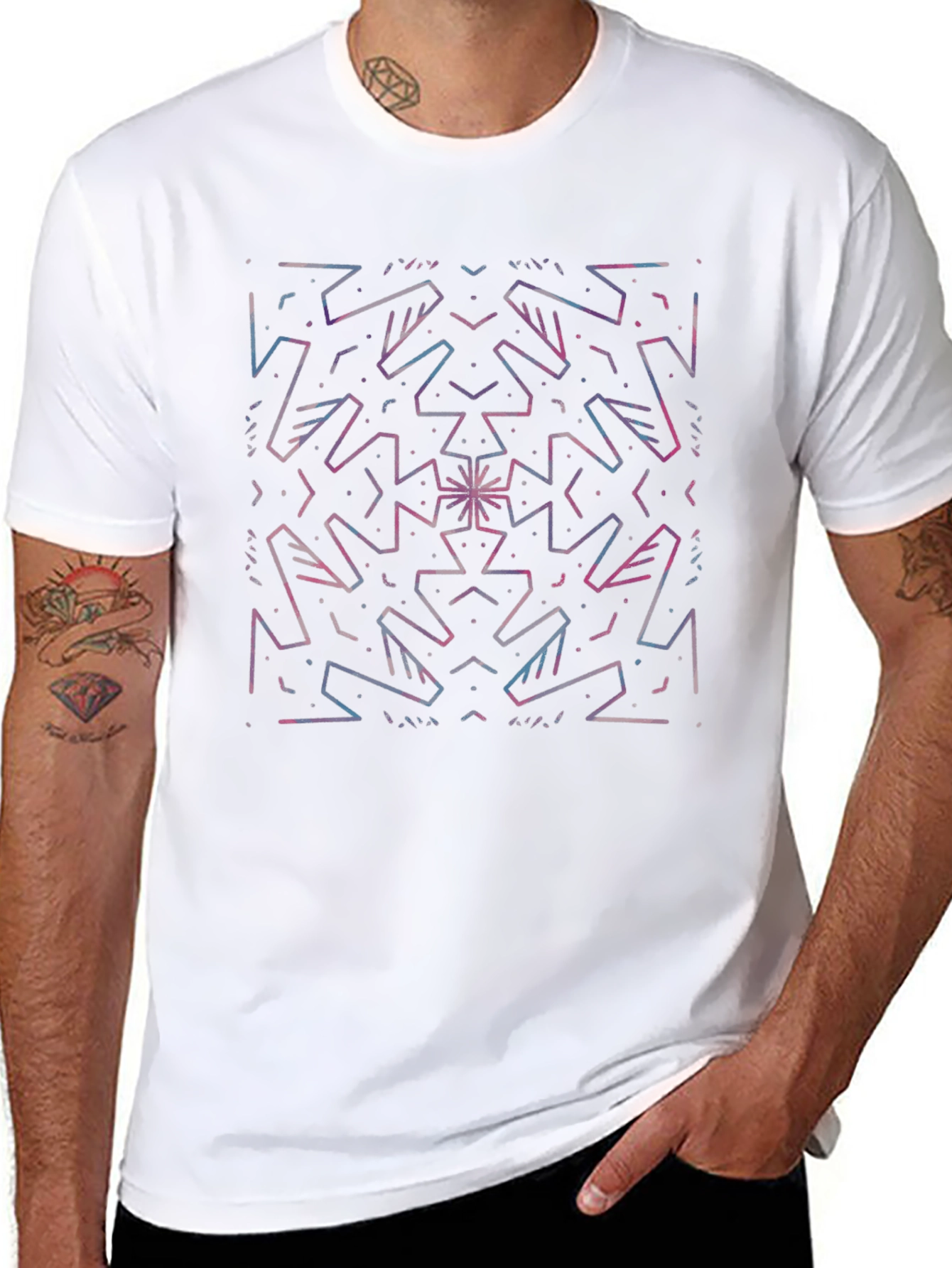 Abstract Geometric Graphic Print Black T-Shirt