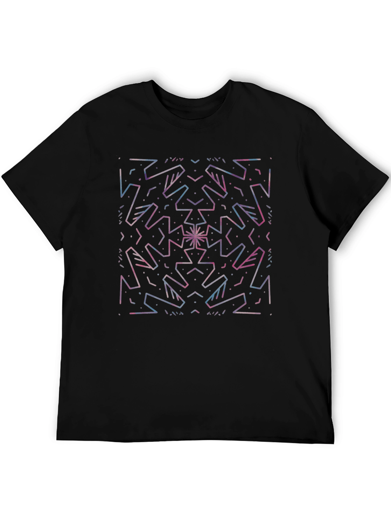 Abstract Geometric Graphic Print Black T-Shirt