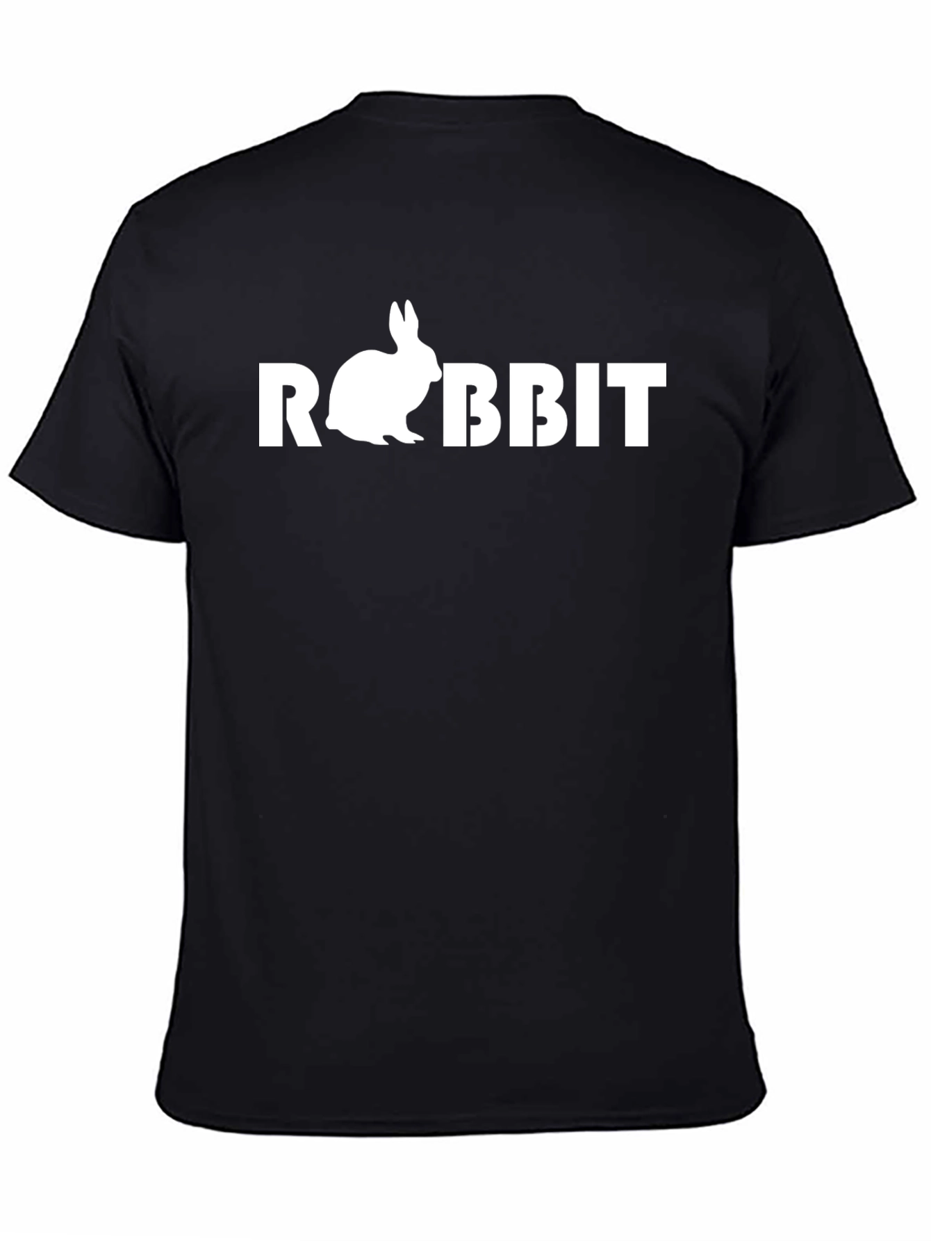 Rabbit Graphic Print Black T-Shirt