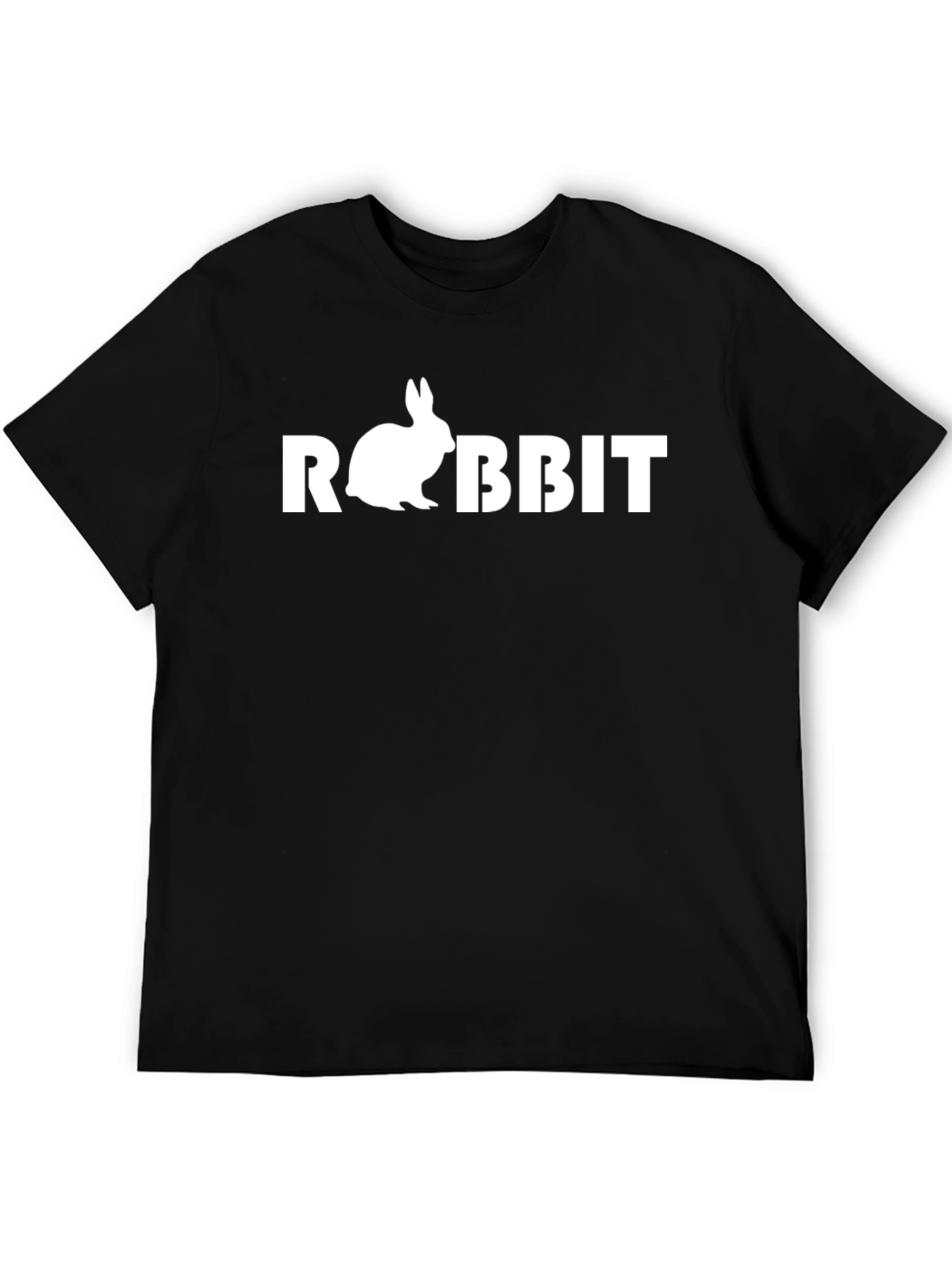 Rabbit Graphic Print Black T-Shirt