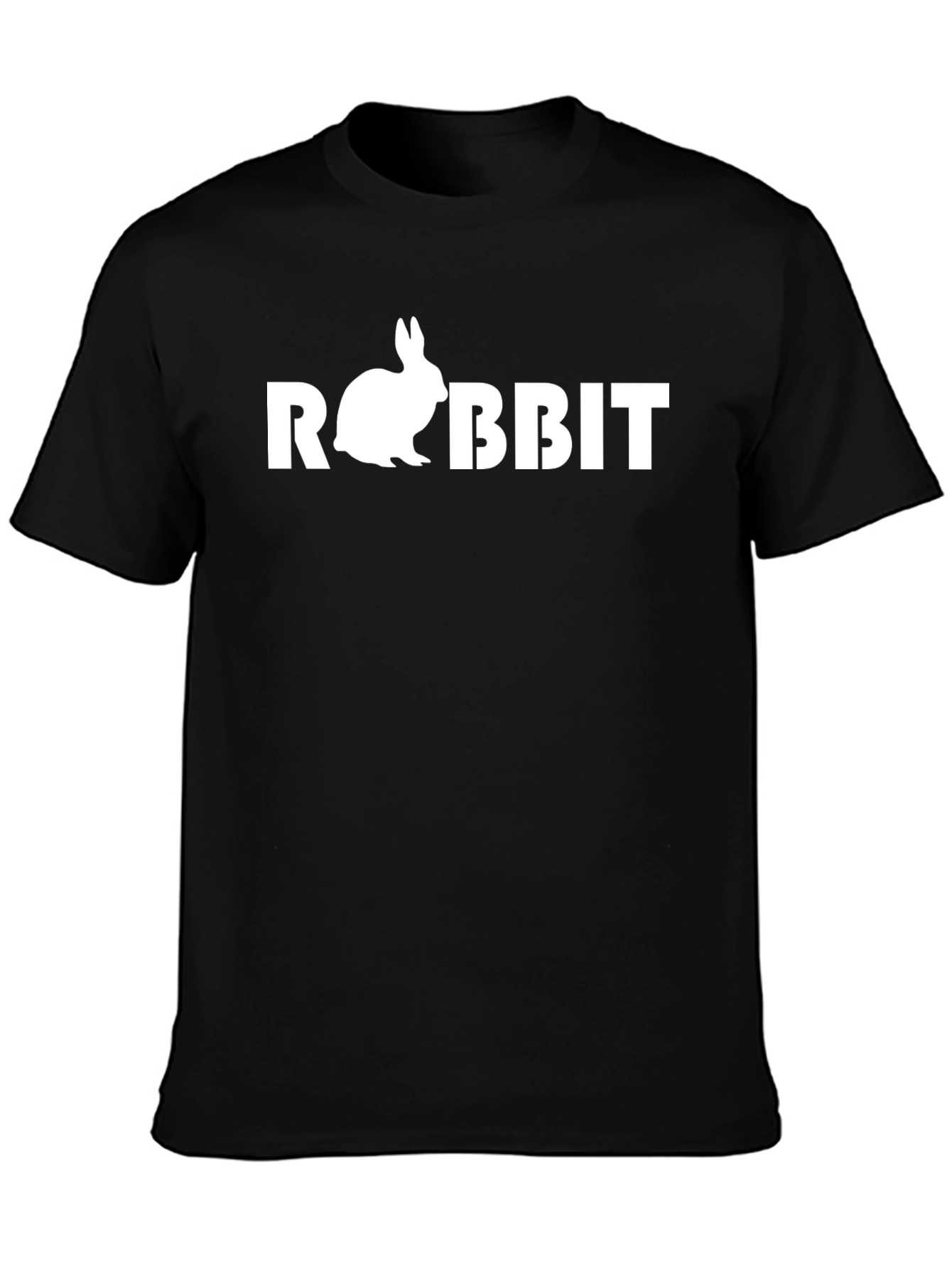 Rabbit Graphic Print Black T-Shirt