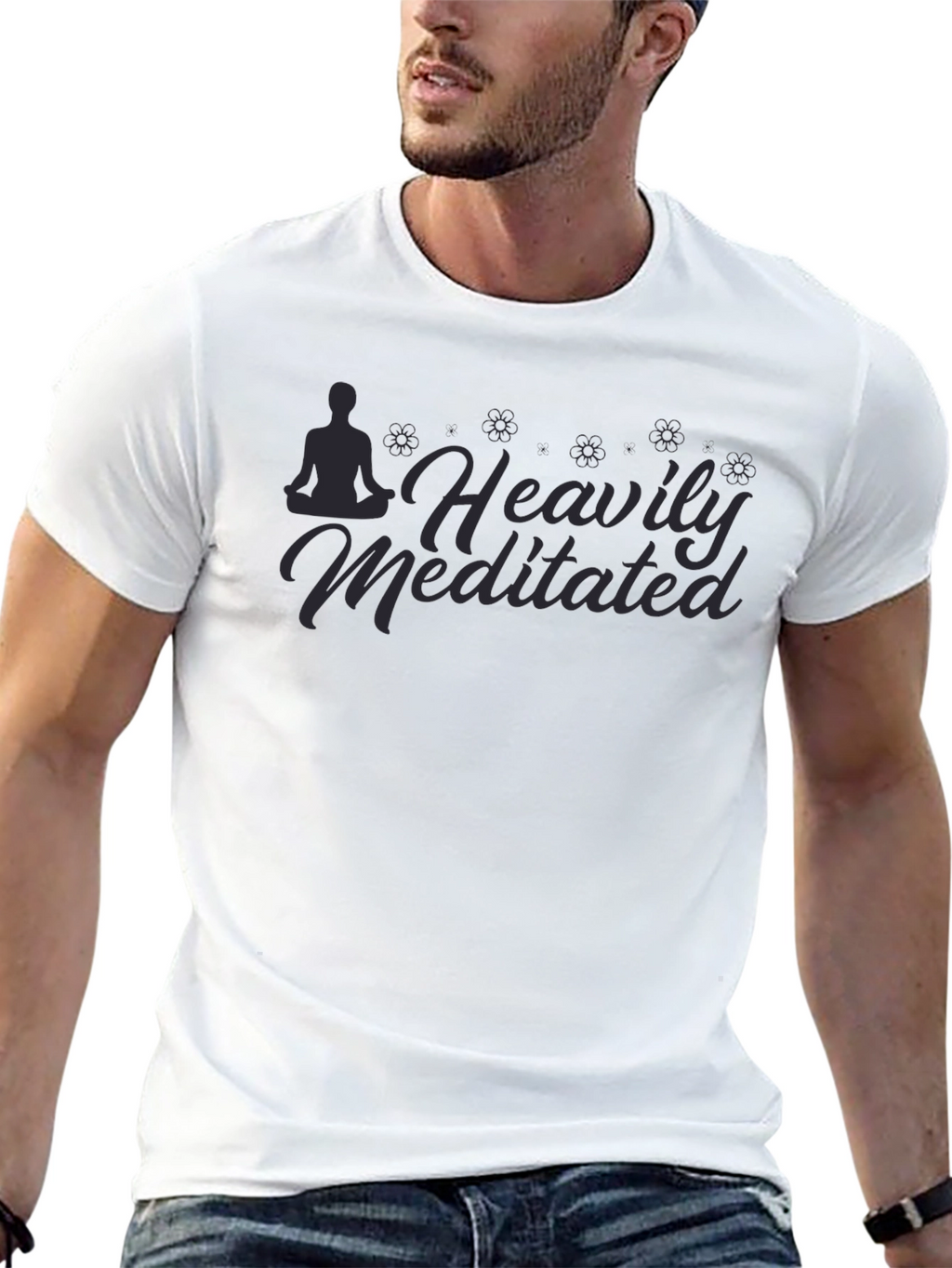 Heavily Meditated Graphic Tee - Black Cotton Blend