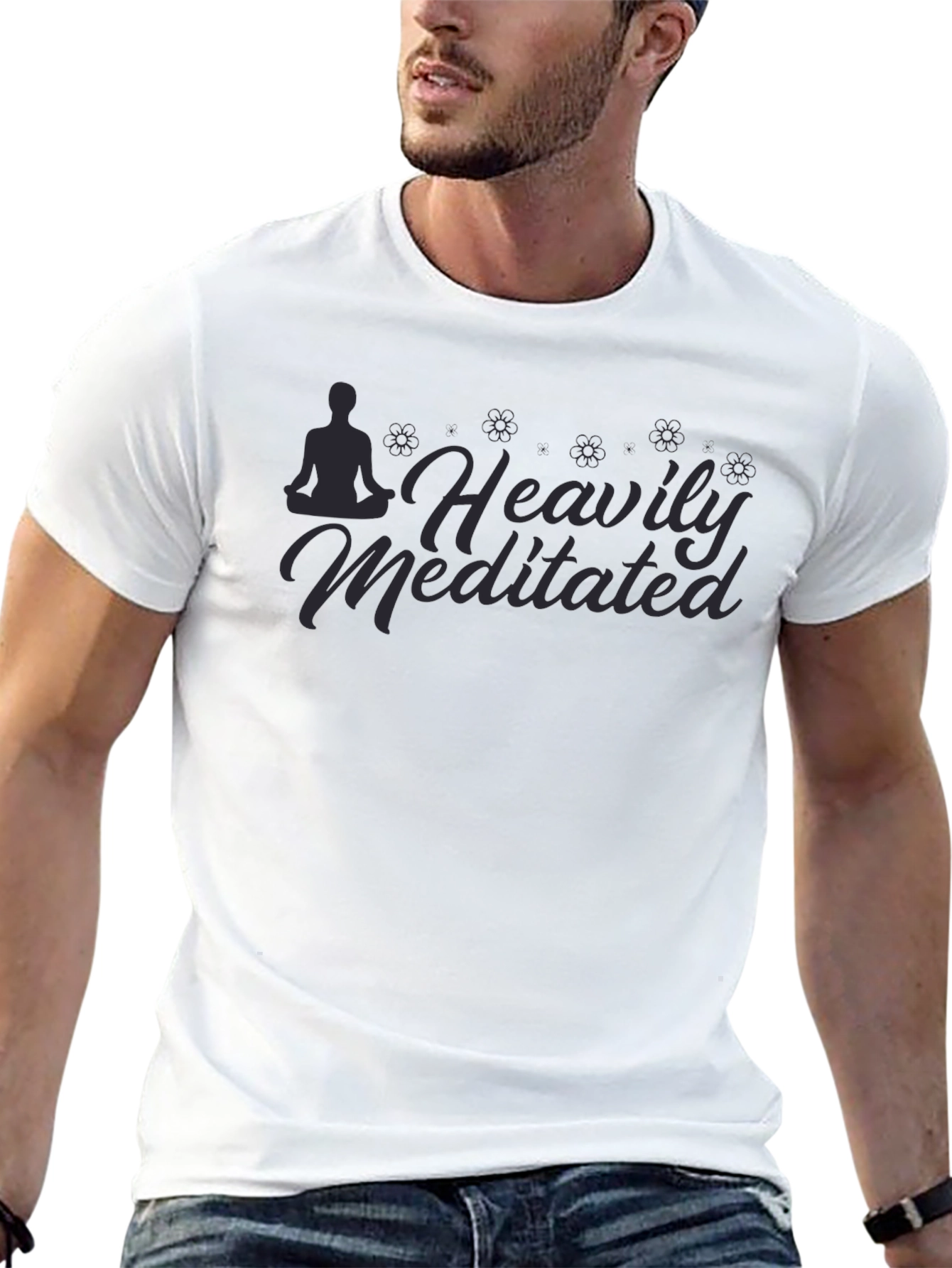 Heavily Meditated Graphic Tee - Black Cotton Blend