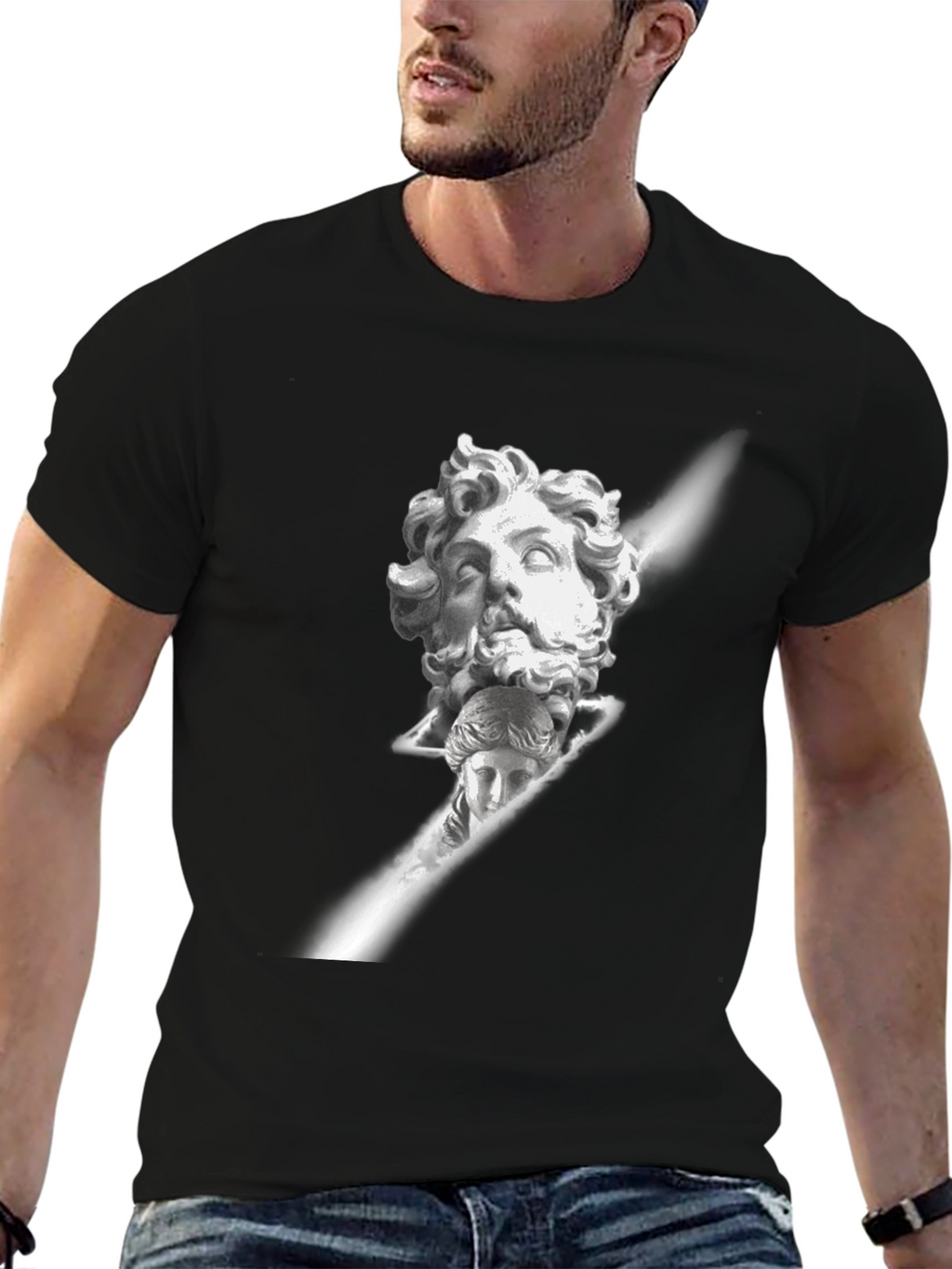 Sculpture Print Black Cotton Tee
