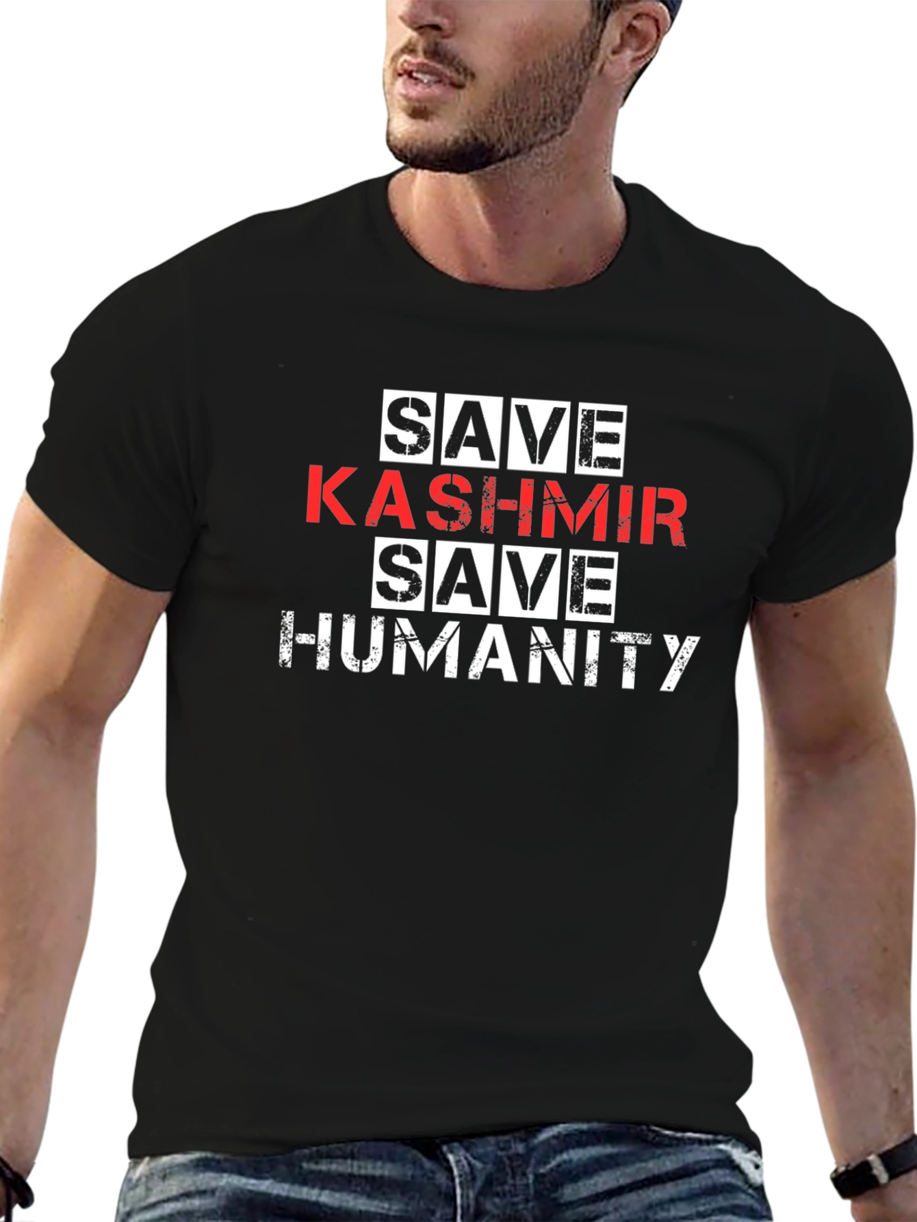 Save Kashmir T-Shirt - Black Graphic Tee
