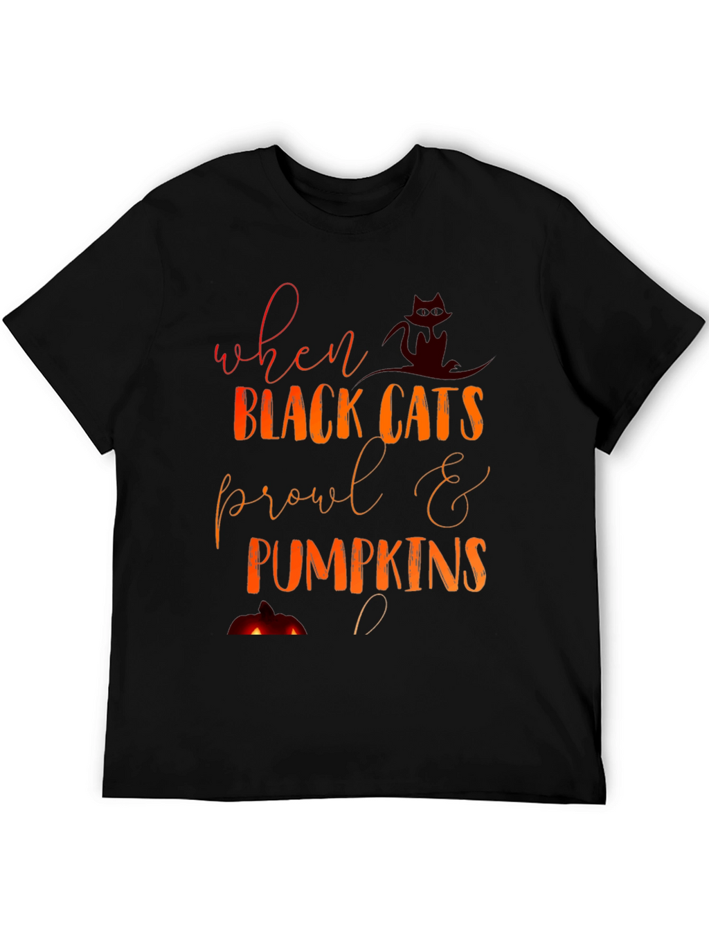 Halloween Black Cats & Pumpkins Graphic Tee