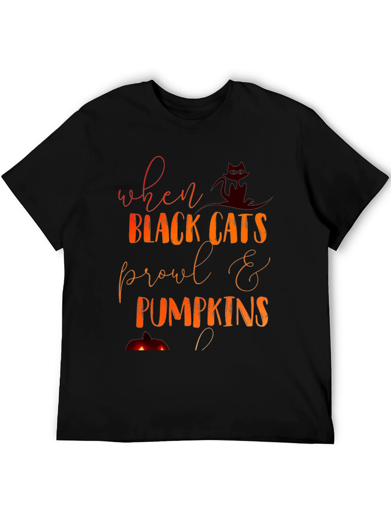 Halloween Black Cats & Pumpkins Graphic Tee
