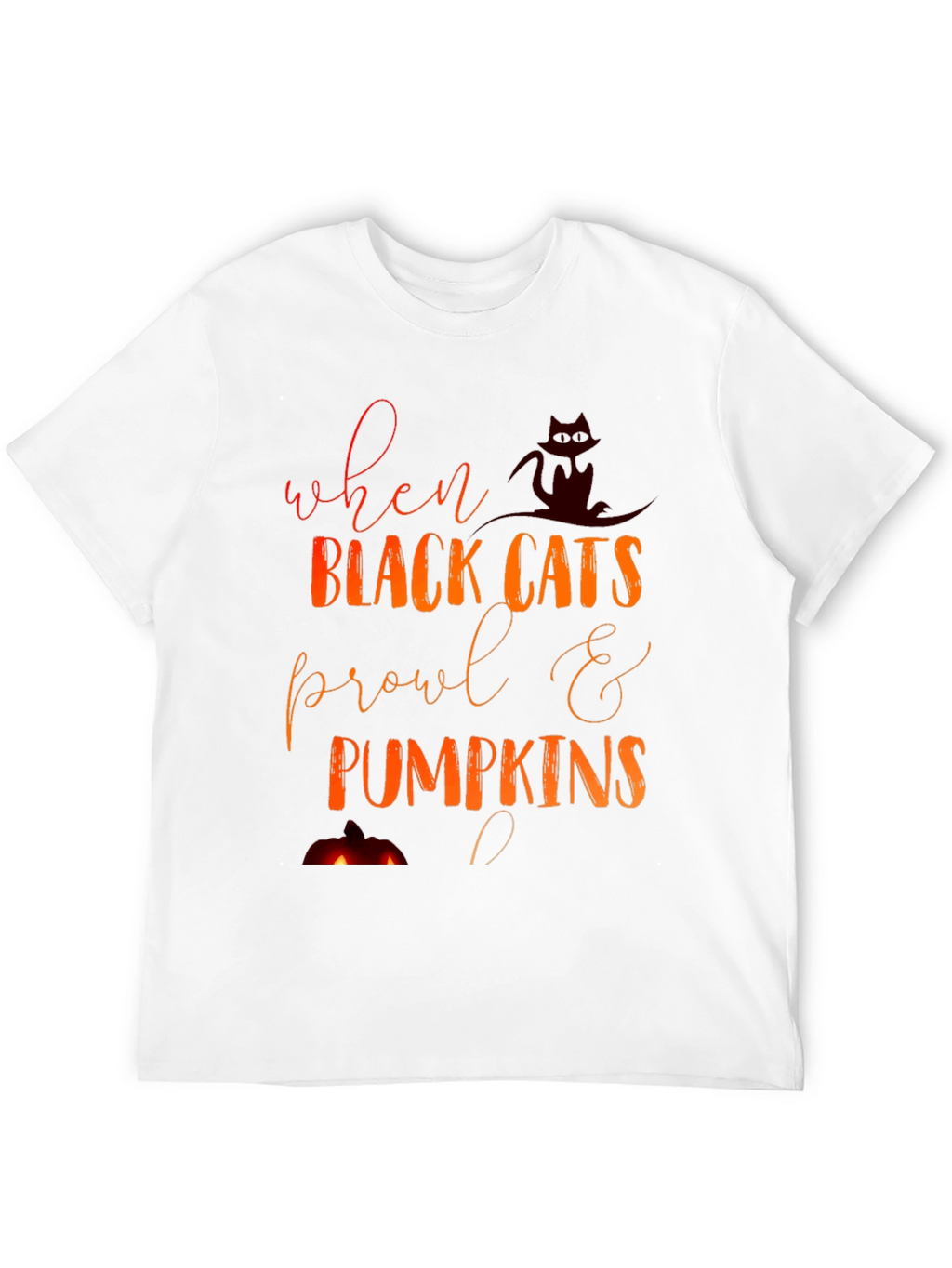 Halloween Black Cats & Pumpkins Graphic Tee