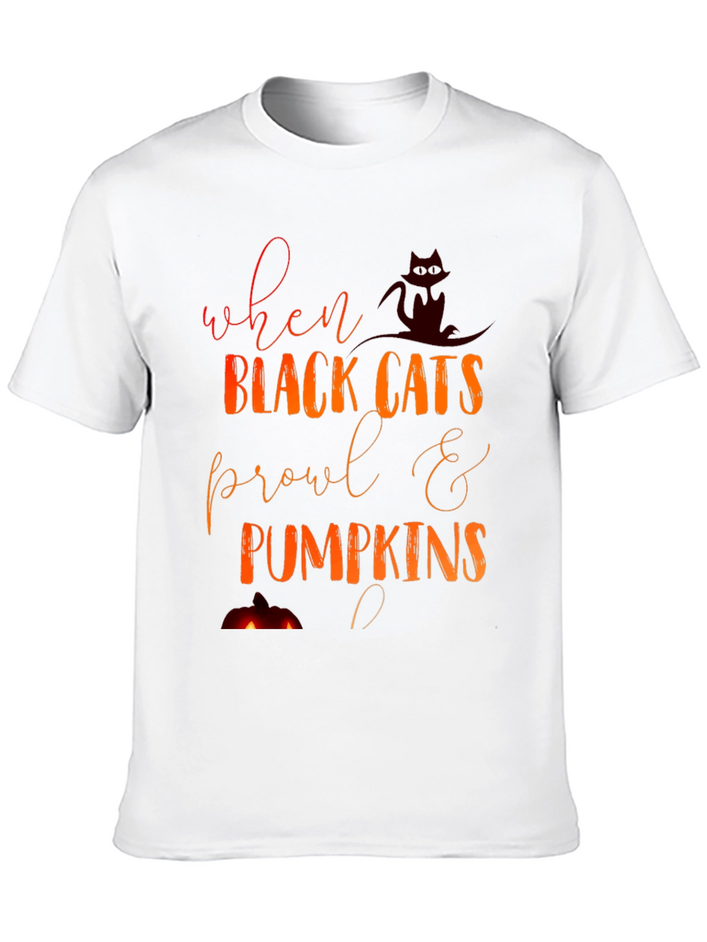 Halloween Black Cats & Pumpkins Graphic Tee