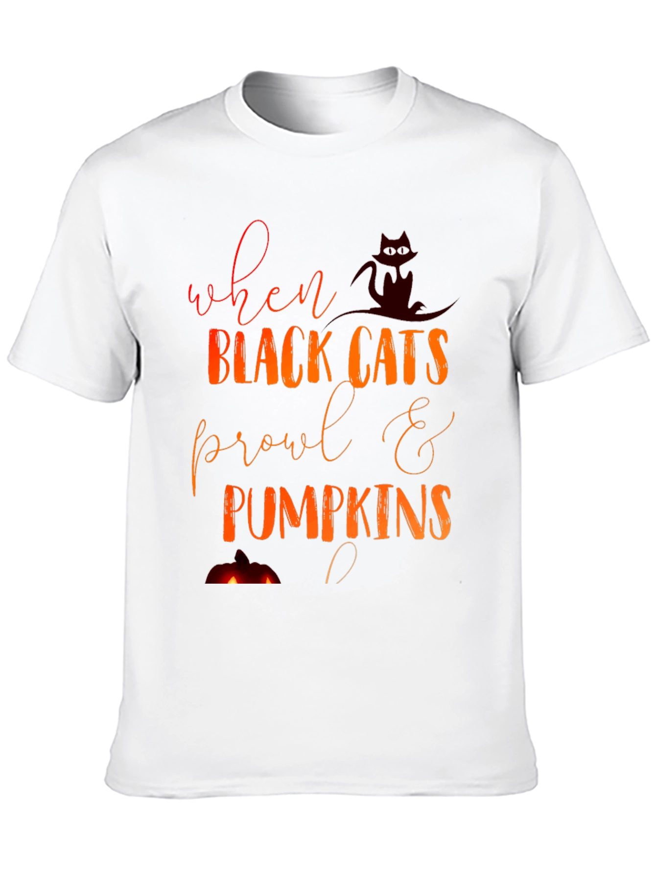 Halloween Black Cats & Pumpkins Graphic Tee