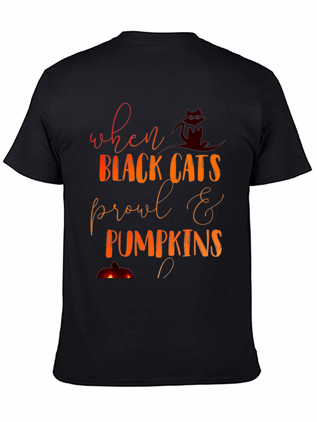 Halloween Black Cats & Pumpkins Graphic Tee