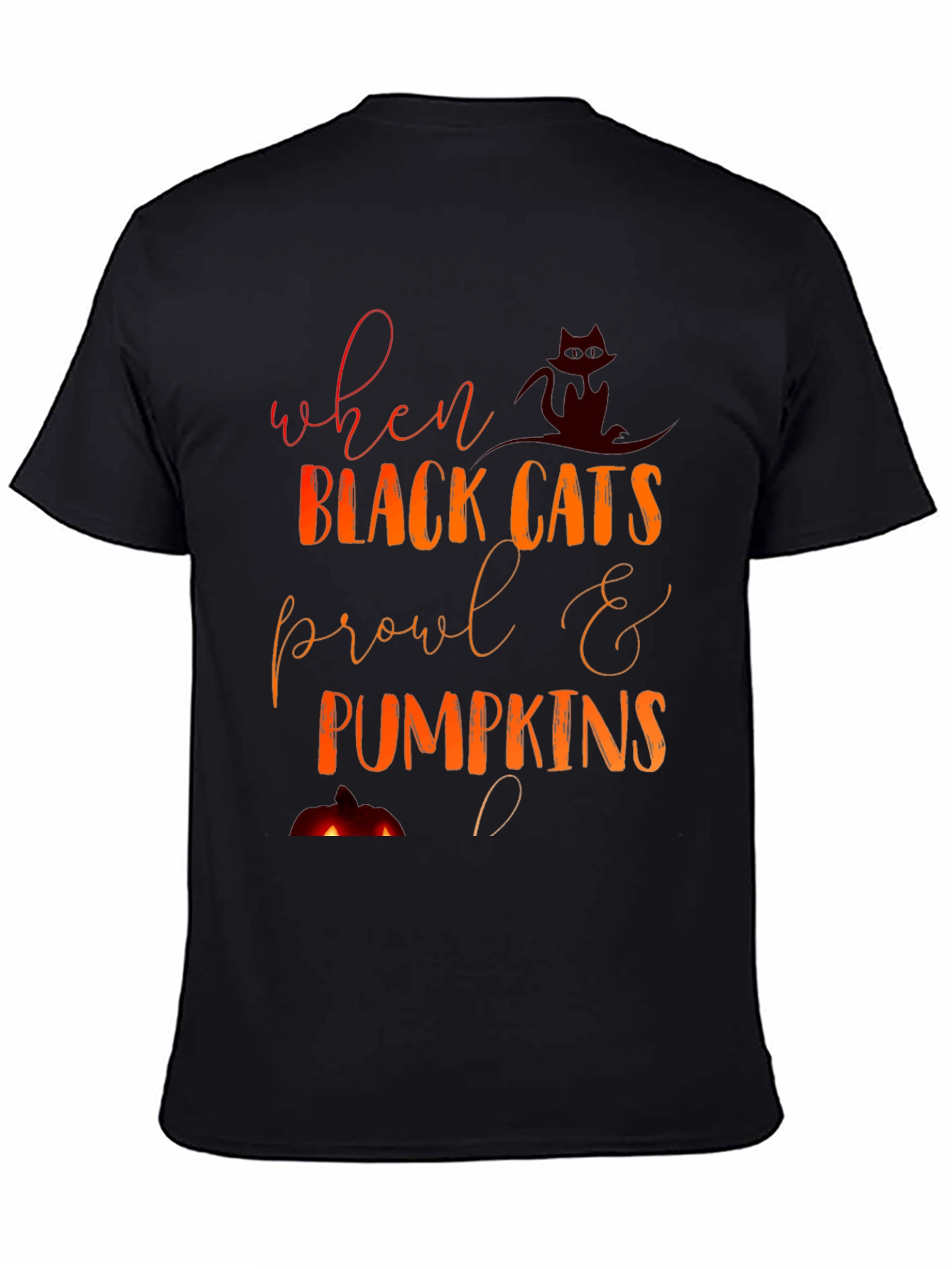 Halloween Black Cats & Pumpkins Graphic Tee