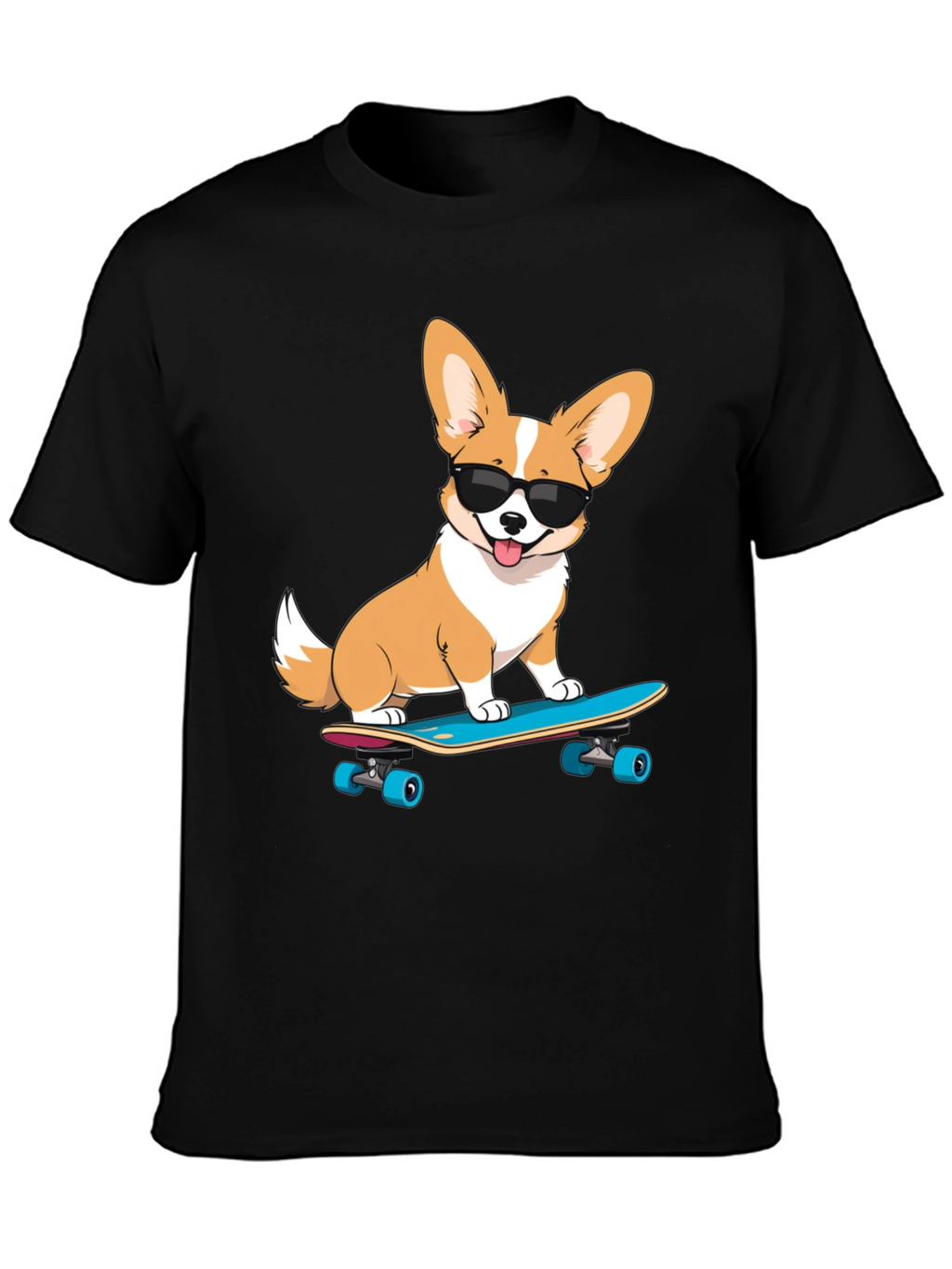Cool Corgi Skateboard Graphic T-Shirt