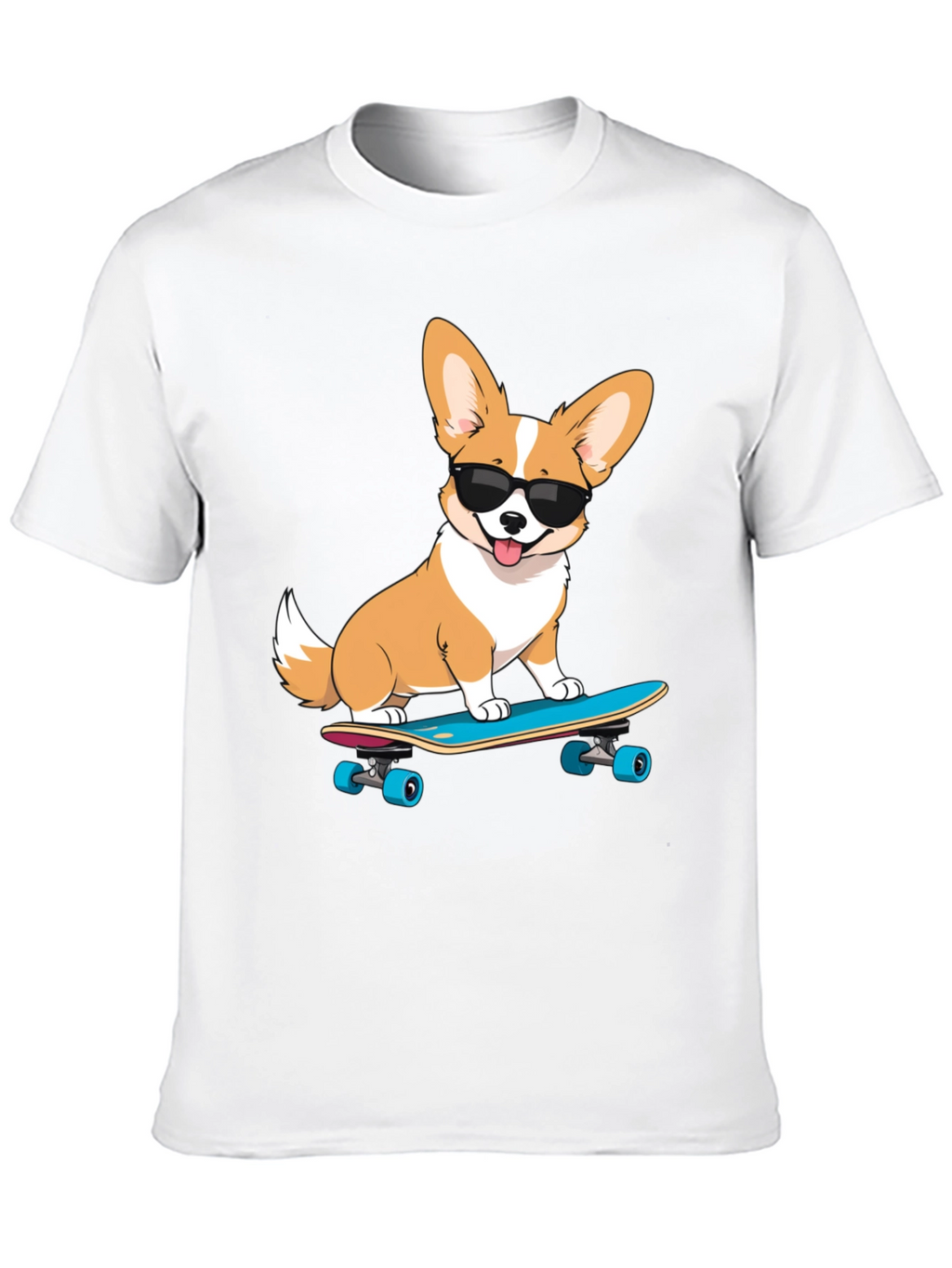 Cool Corgi Skateboard Graphic T-Shirt