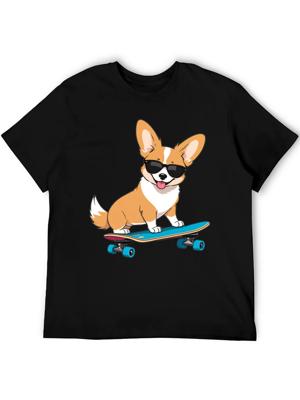 Cool Corgi Skateboard Graphic T-Shirt