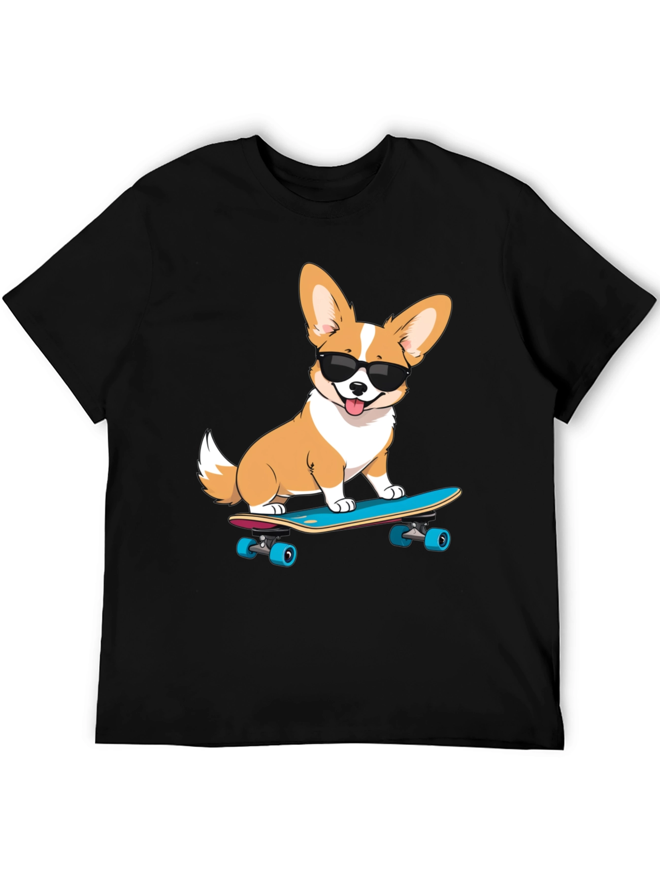 Cool Corgi Skateboard Graphic T-Shirt
