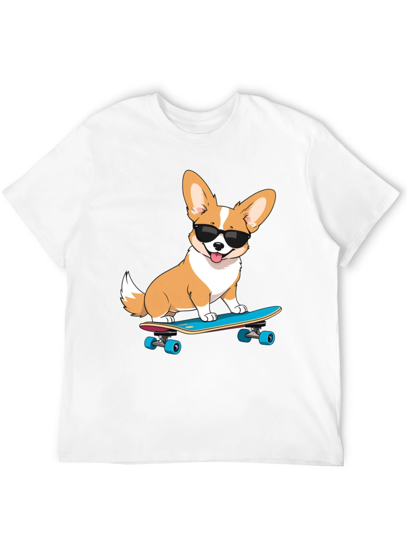 Cool Corgi Skateboard Graphic T-Shirt