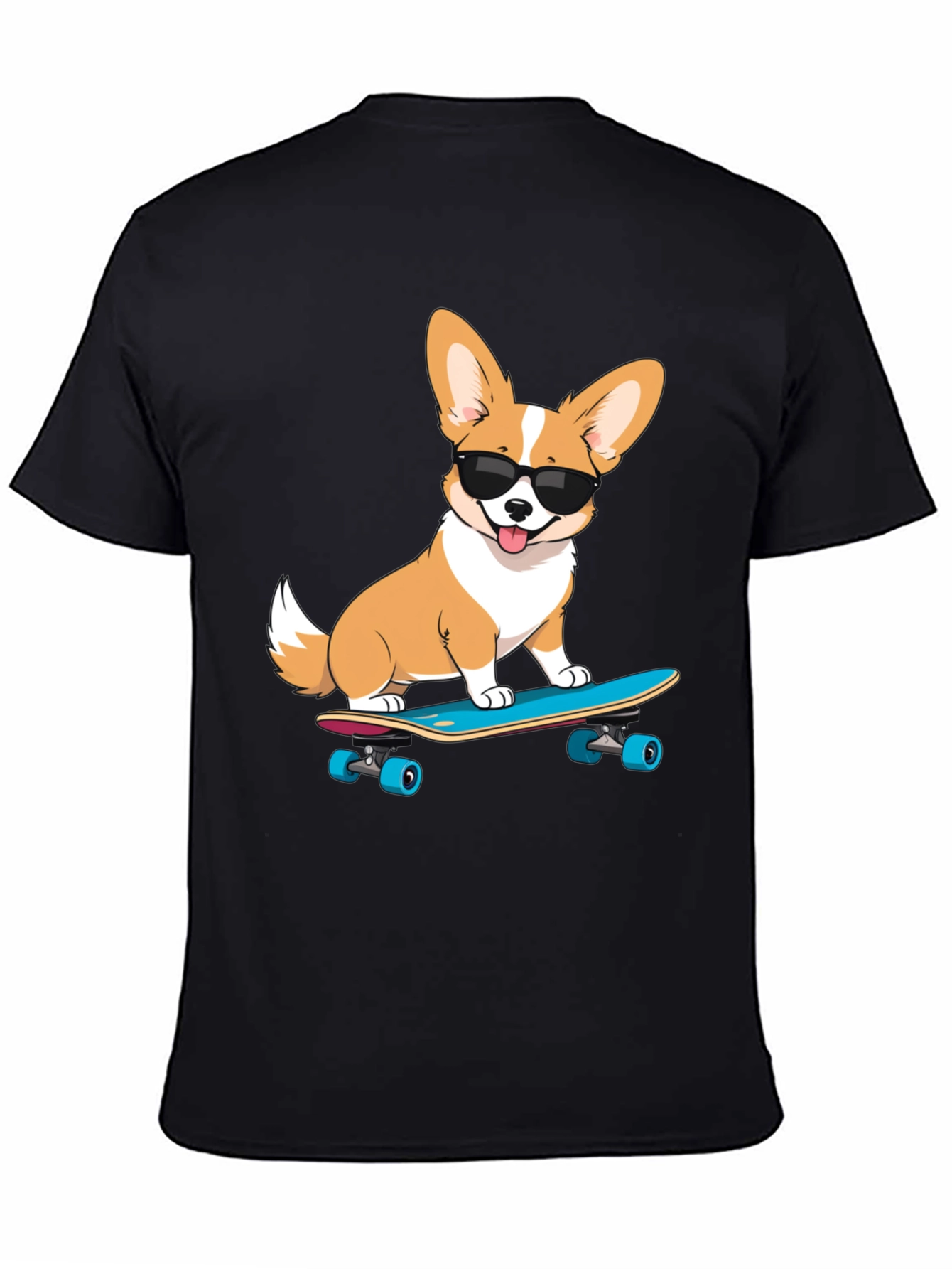 Cool Corgi Skateboard Graphic T-Shirt