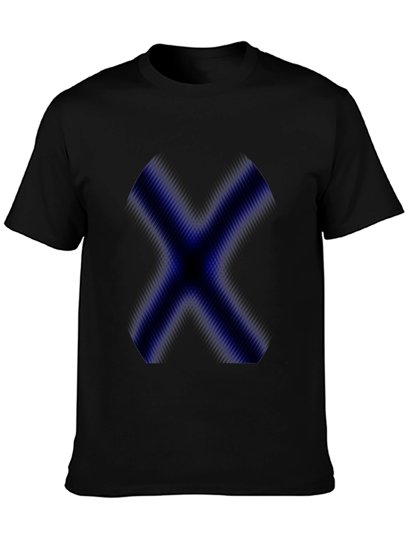 Mens Black T-Shirt with Blue X Graphic
