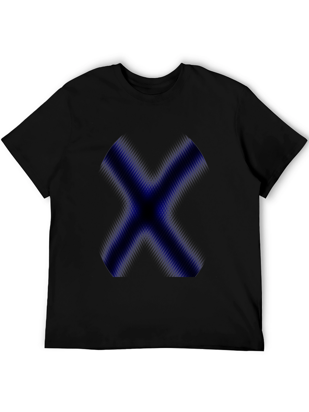 Mens Black T-Shirt with Blue X Graphic