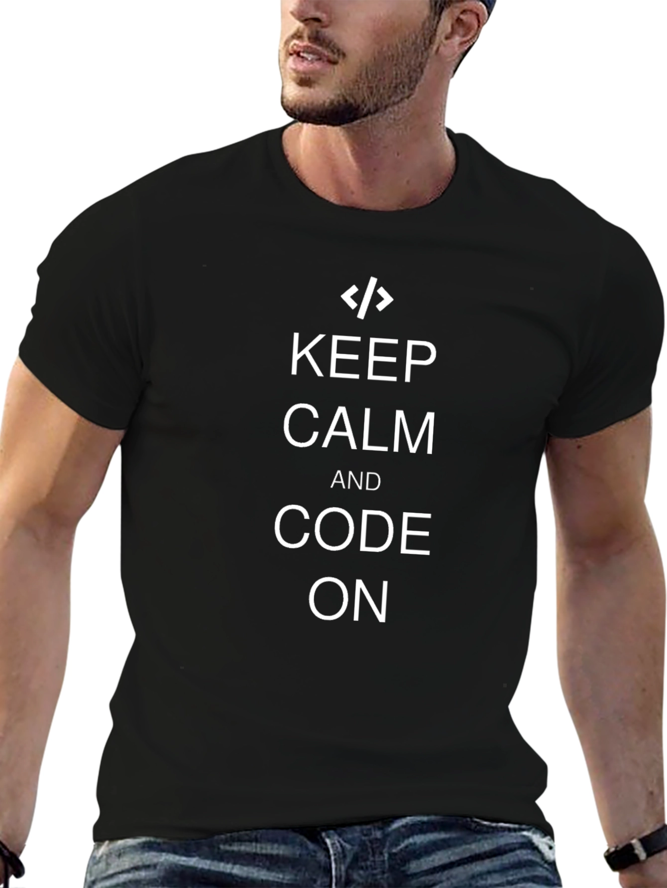Keep Calm and Code On Black T-Shirt