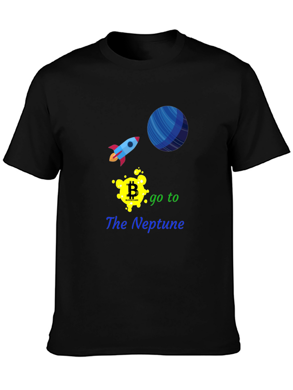 Bitcoin to Neptune Black T-Shirt