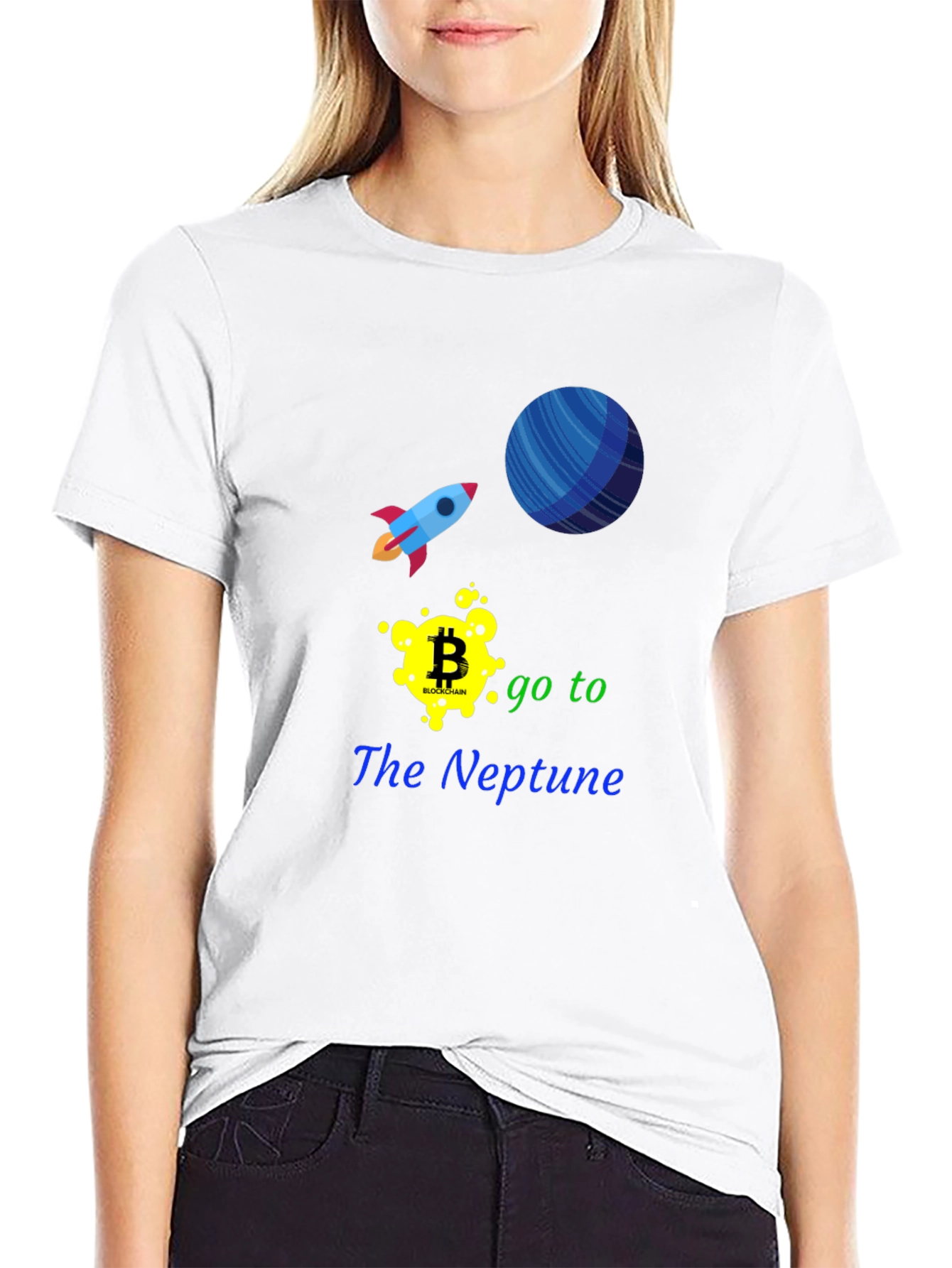 Bitcoin to Neptune Black T-Shirt