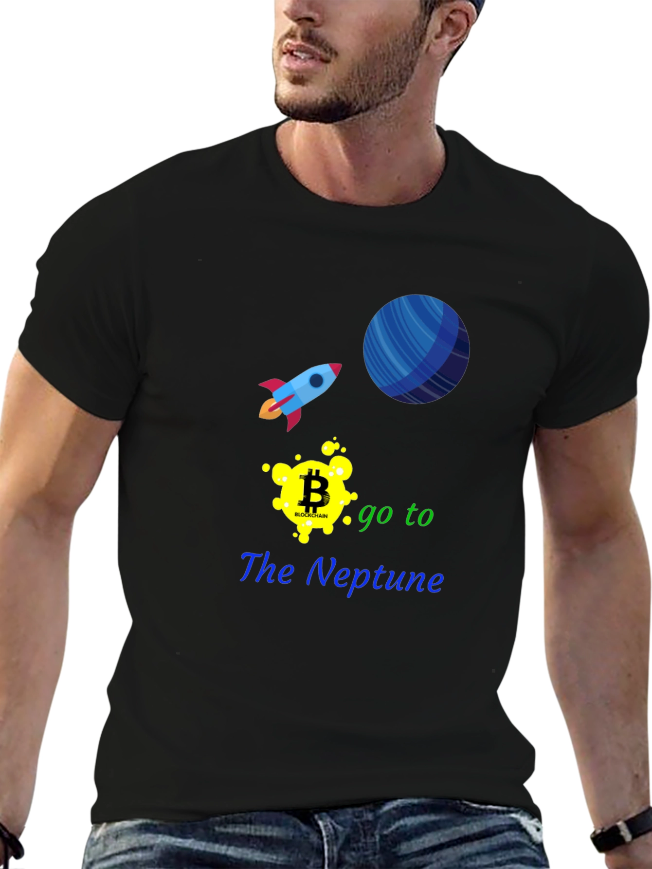 Bitcoin to Neptune Black T-Shirt