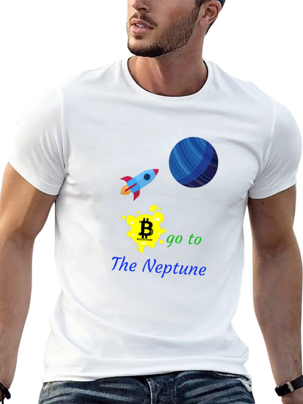 Bitcoin to Neptune Black T-Shirt