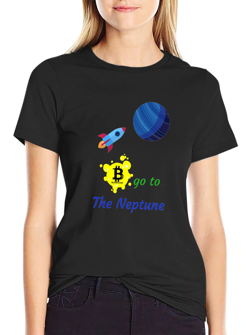 Bitcoin to Neptune Black T-Shirt