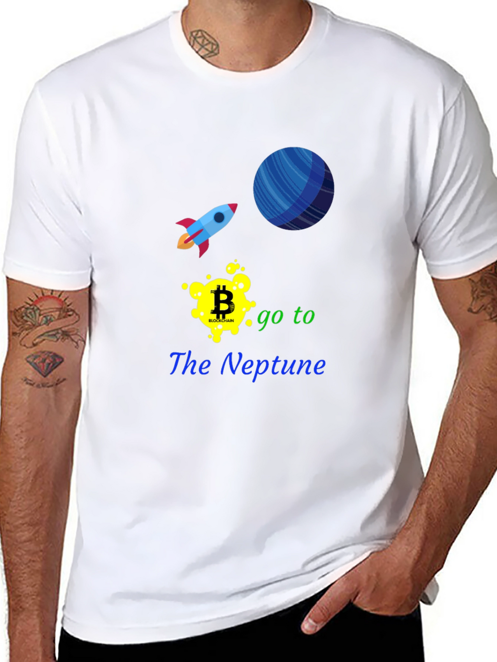 Bitcoin to Neptune Black T-Shirt