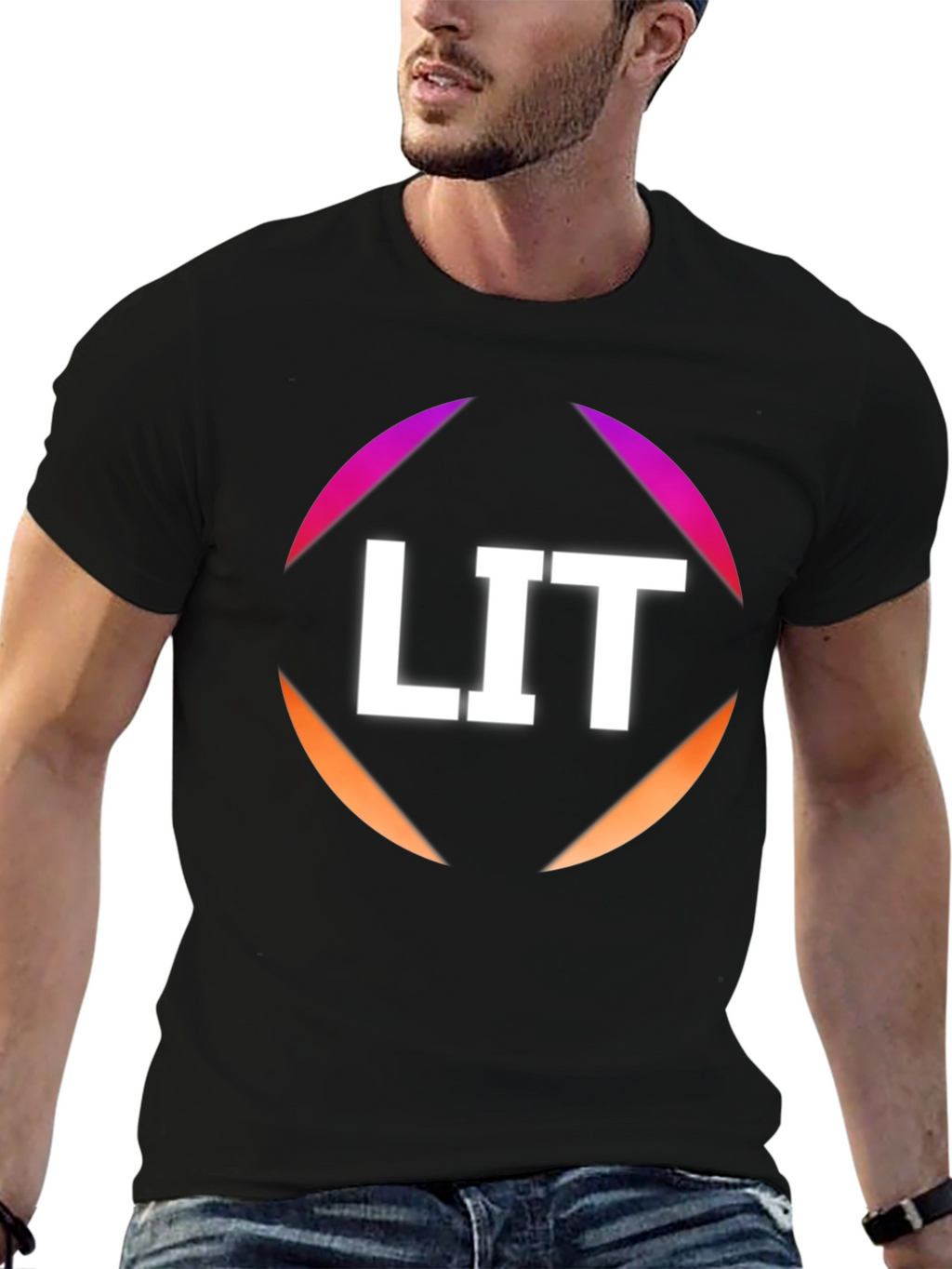 LIT Graphic Tee - Stylish Black Cotton T-Shirt