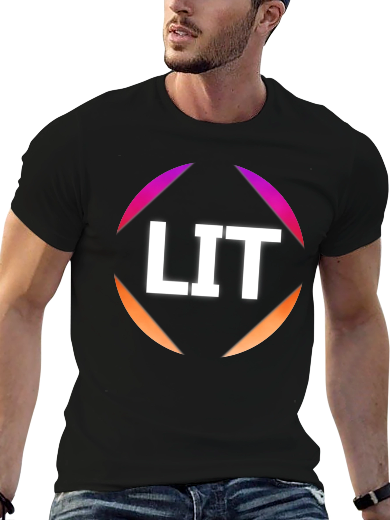 LIT Graphic Tee - Stylish Black Cotton T-Shirt