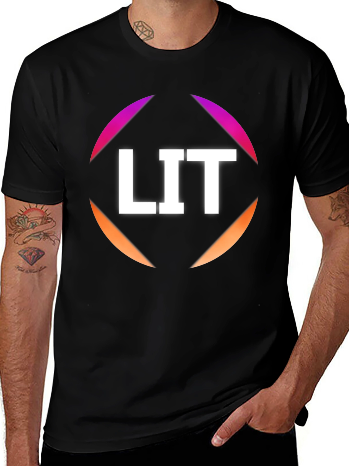 LIT Graphic Tee - Stylish Black Cotton T-Shirt
