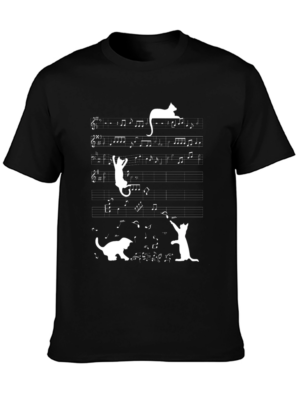 Musical Cats Black T-Shirt - Unique Design