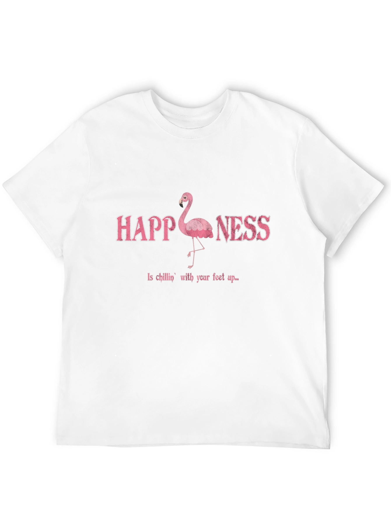 Happiness Flamingo Graphic Black T-Shirt