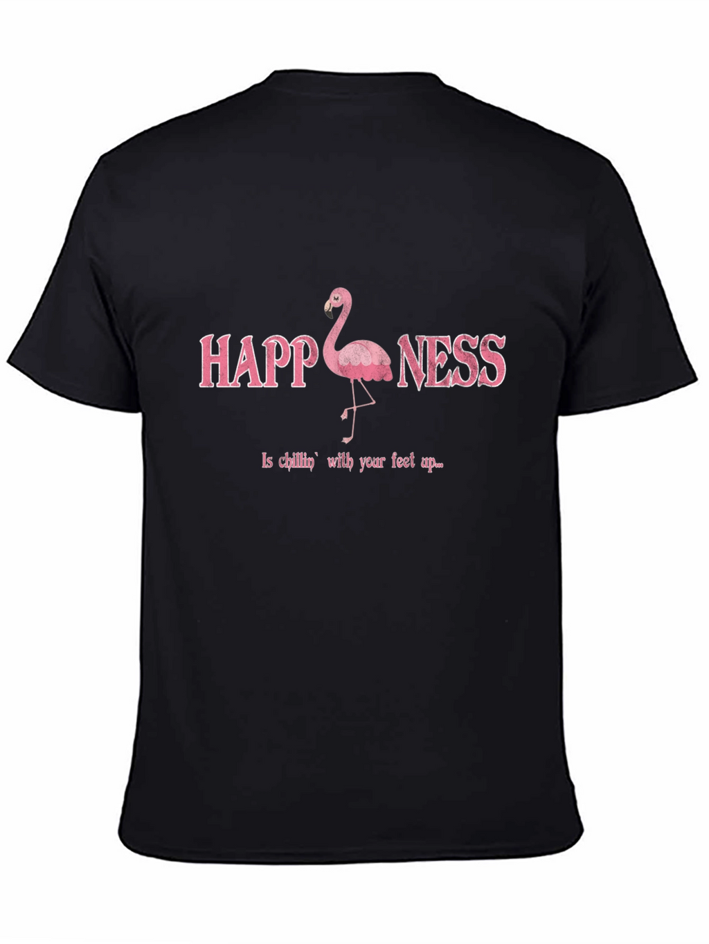 Happiness Flamingo Graphic Black T-Shirt