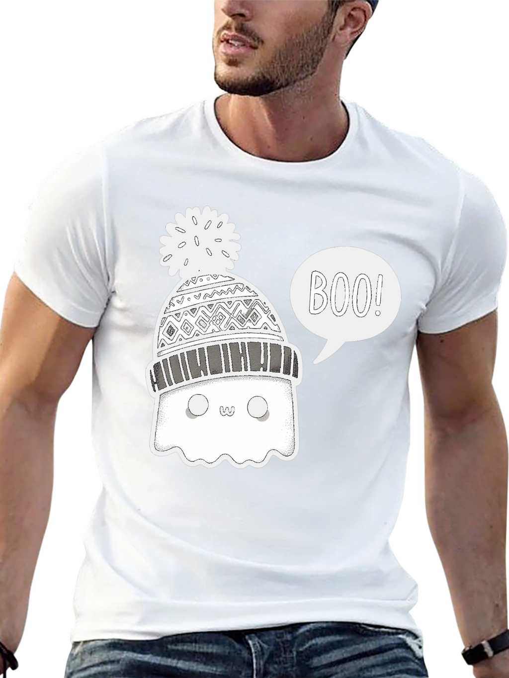 Boo Ghost Winter Hat T-Shirt