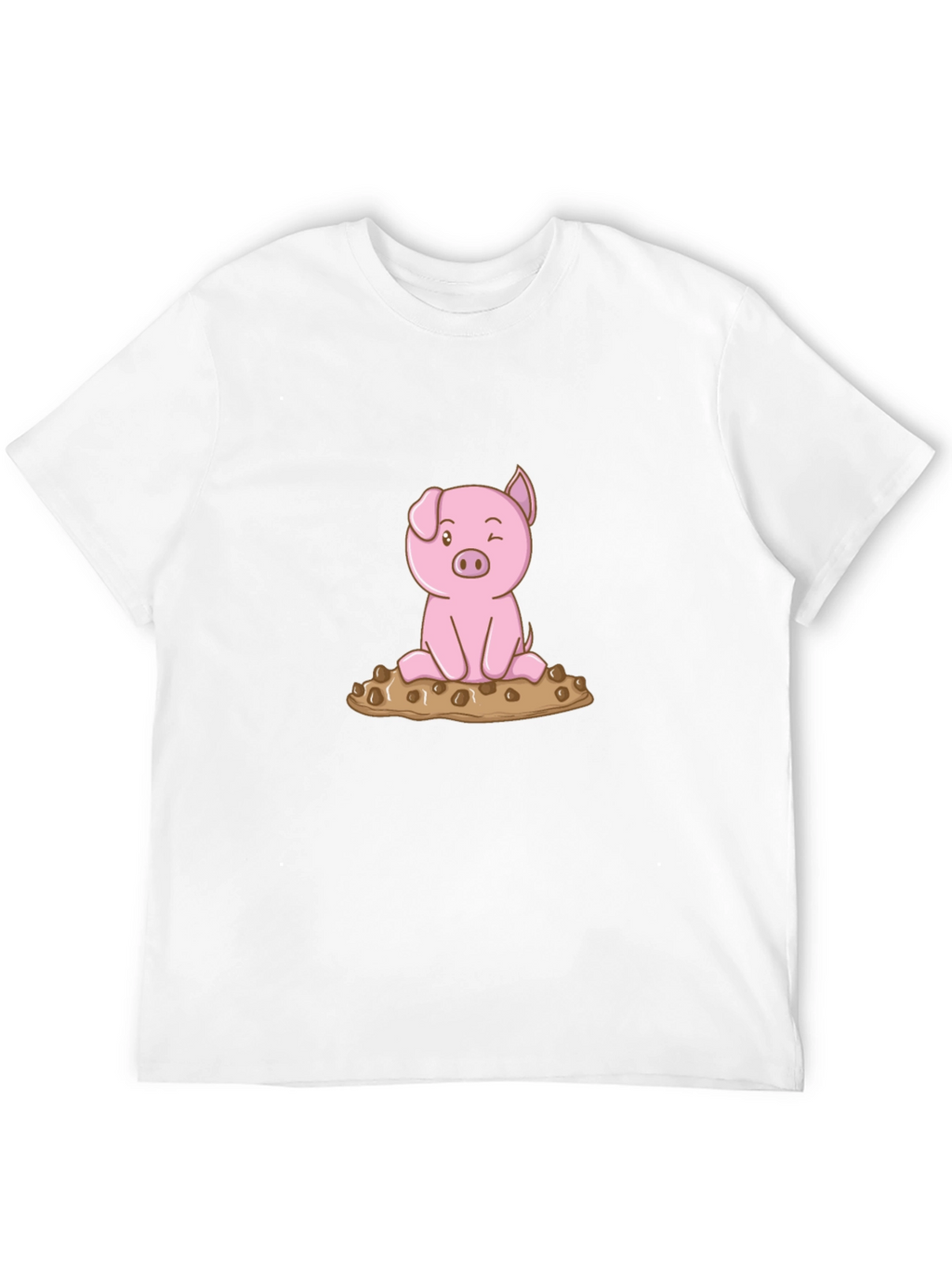 Cute Pig Graphic Tee - Black Cotton T-Shirt