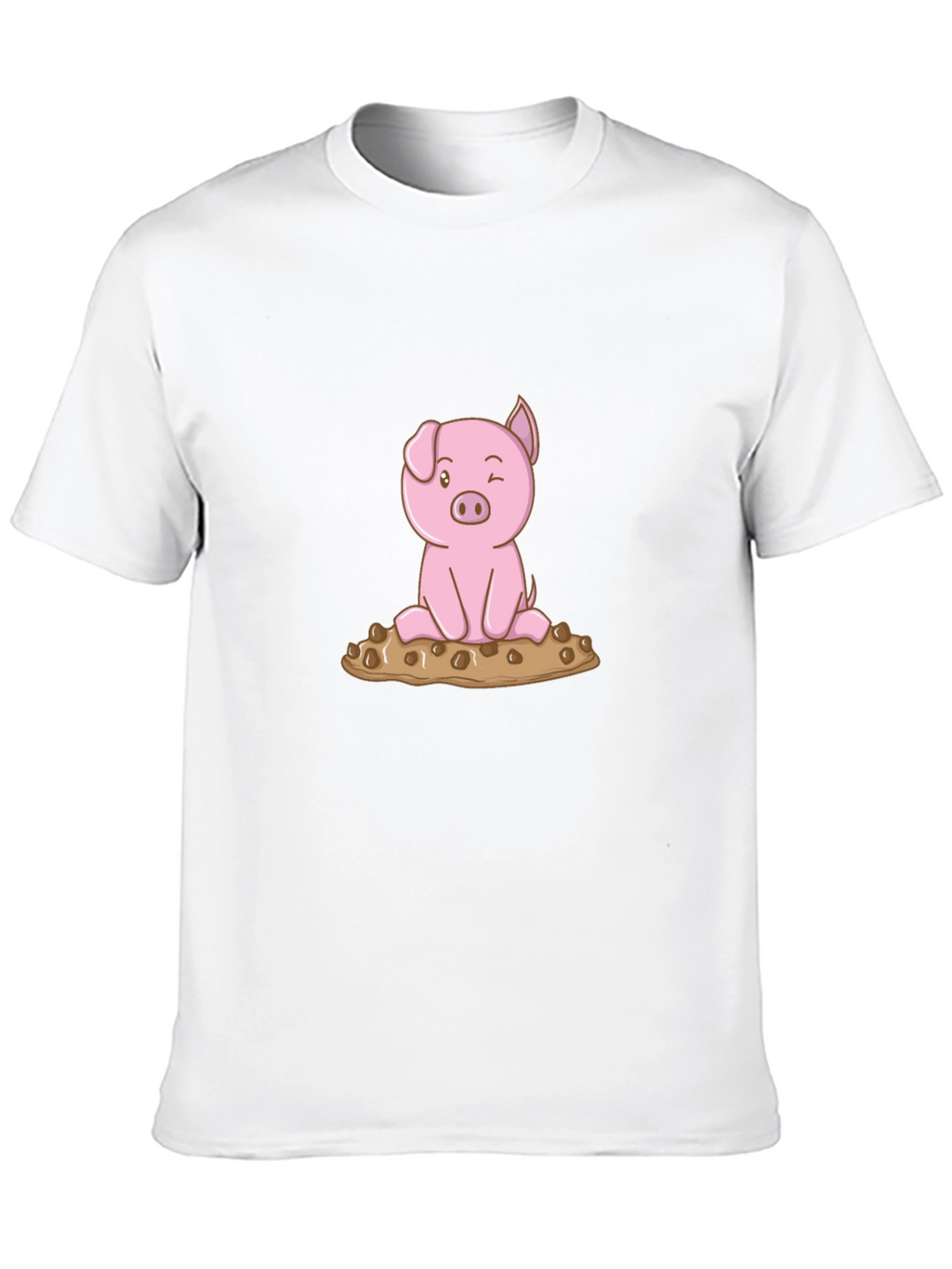 Cute Pig Graphic Tee - Black Cotton T-Shirt
