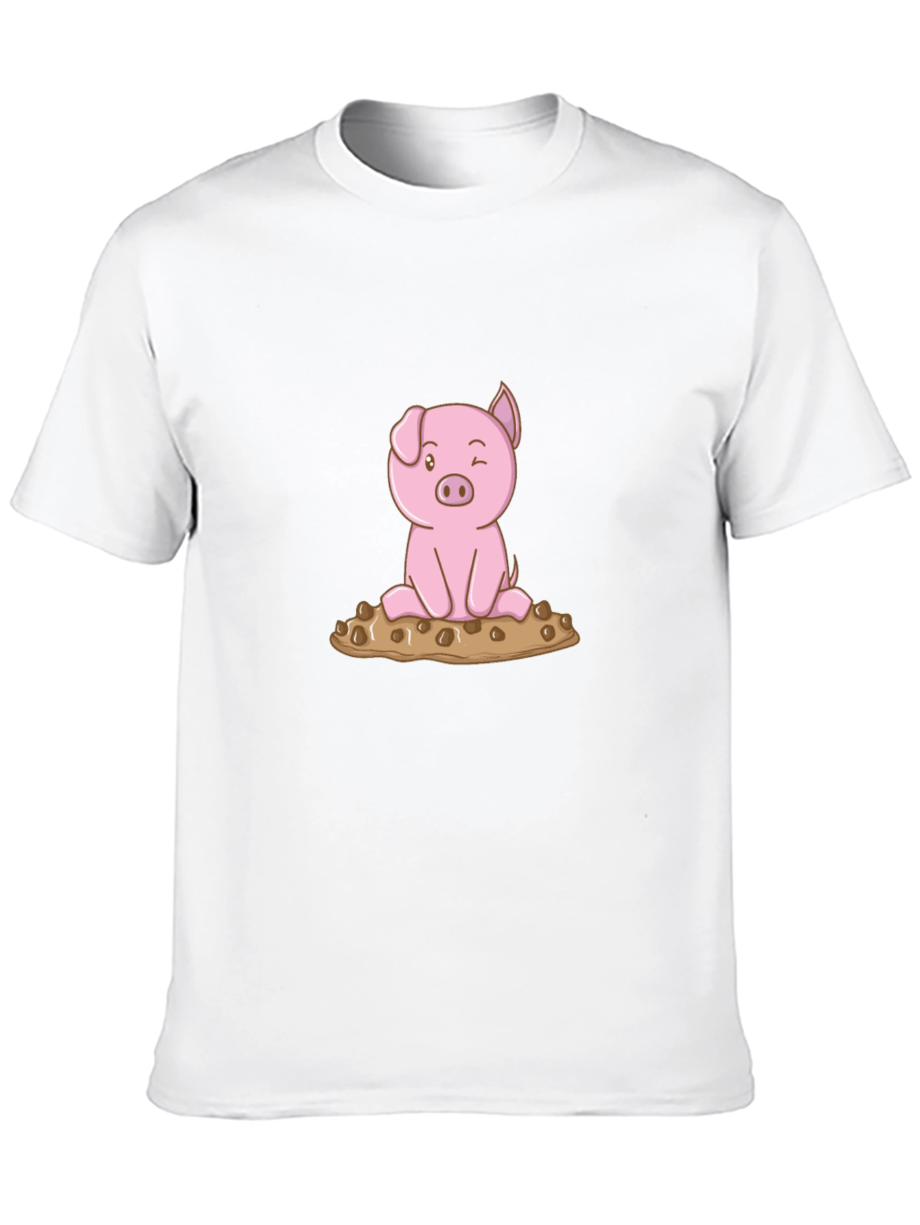 Cute Pig Graphic Tee - Black Cotton T-Shirt