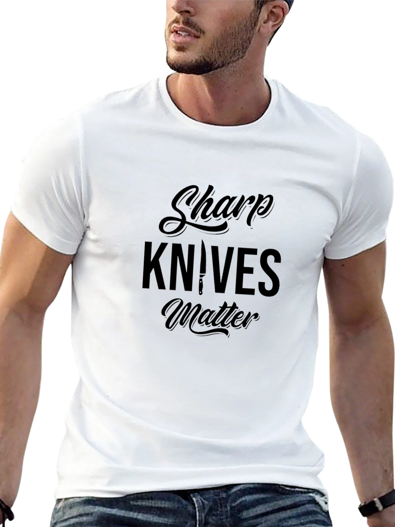 Sharp Knives Matter Graphic Tee - Black Cotton T-Shirt