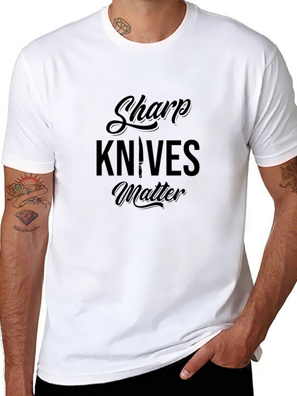 Sharp Knives Matter Graphic Tee - Black Cotton T-Shirt