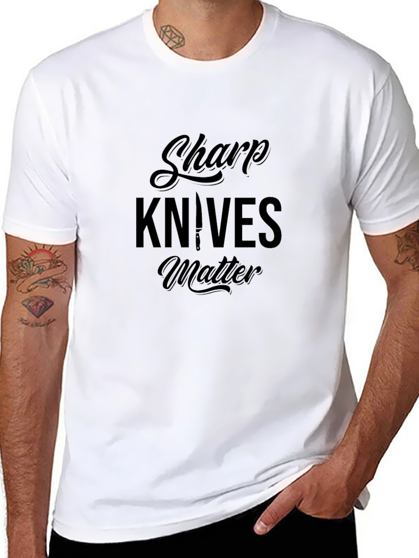 Sharp Knives Matter Graphic Tee - Black Cotton T-Shirt