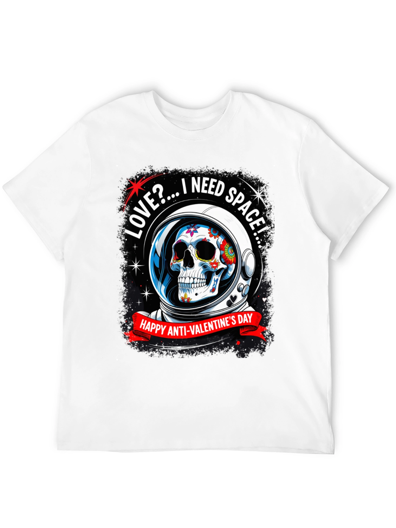 Anti-Valentines Day Sugar Skull Astronaut T-Shirt