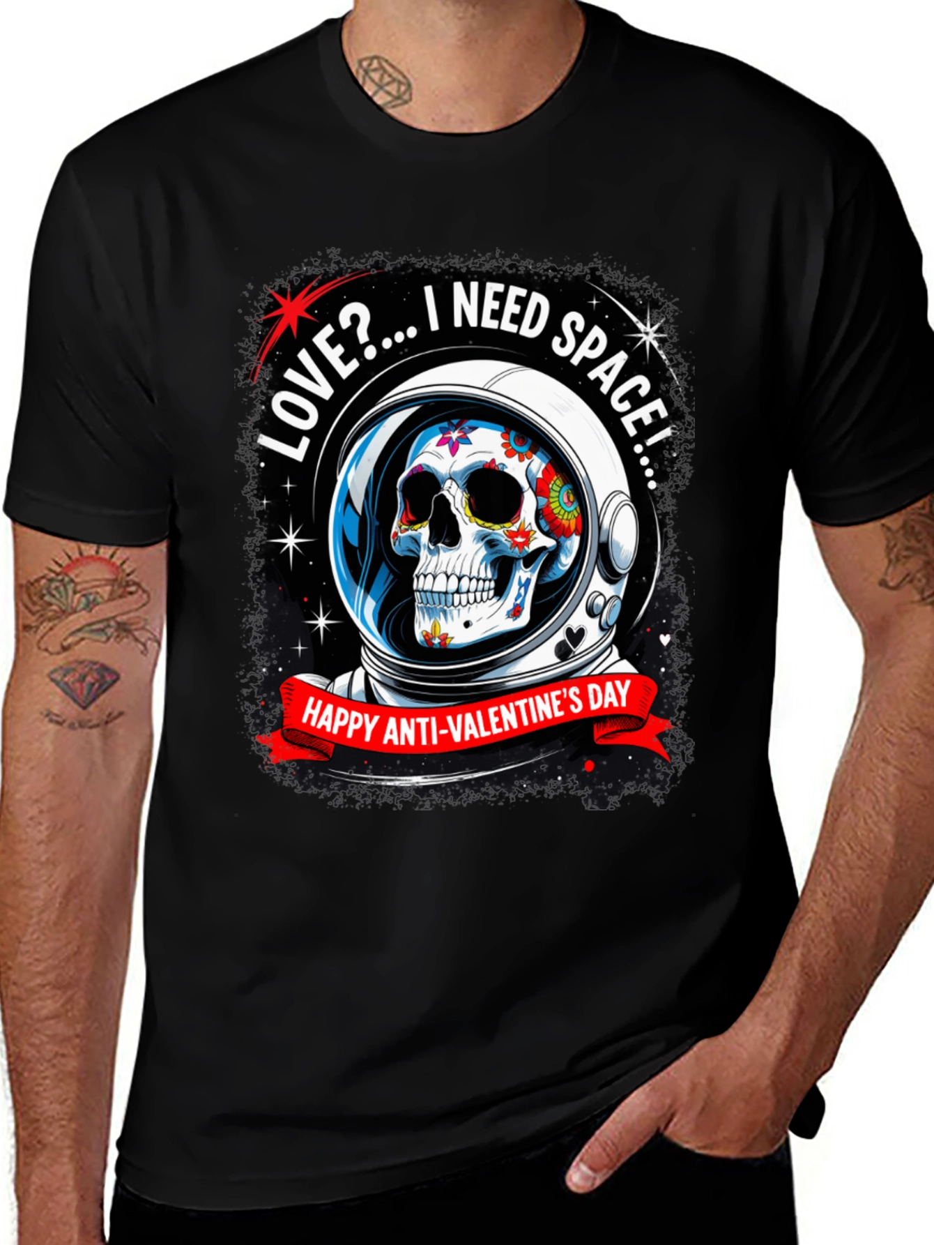 Anti-Valentines Day Sugar Skull Astronaut T-Shirt