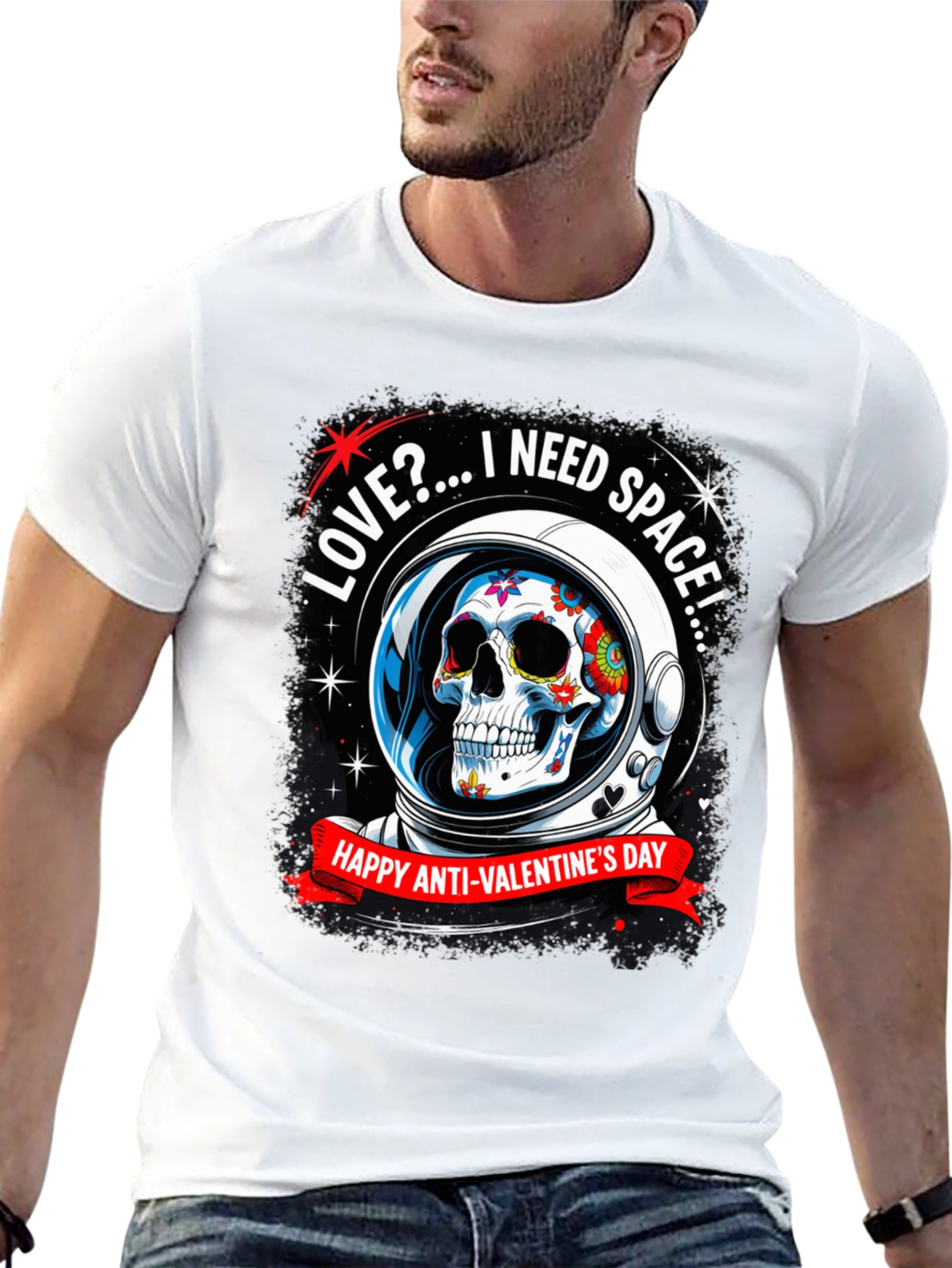Anti-Valentines Day Sugar Skull Astronaut T-Shirt