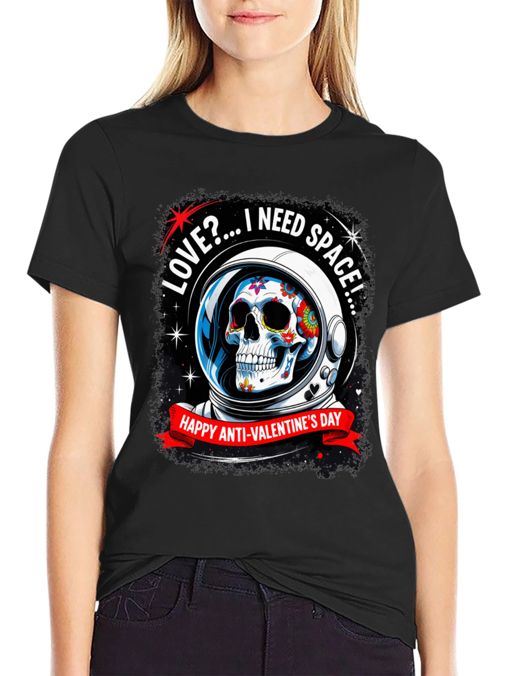 Anti-Valentines Day Sugar Skull Astronaut T-Shirt